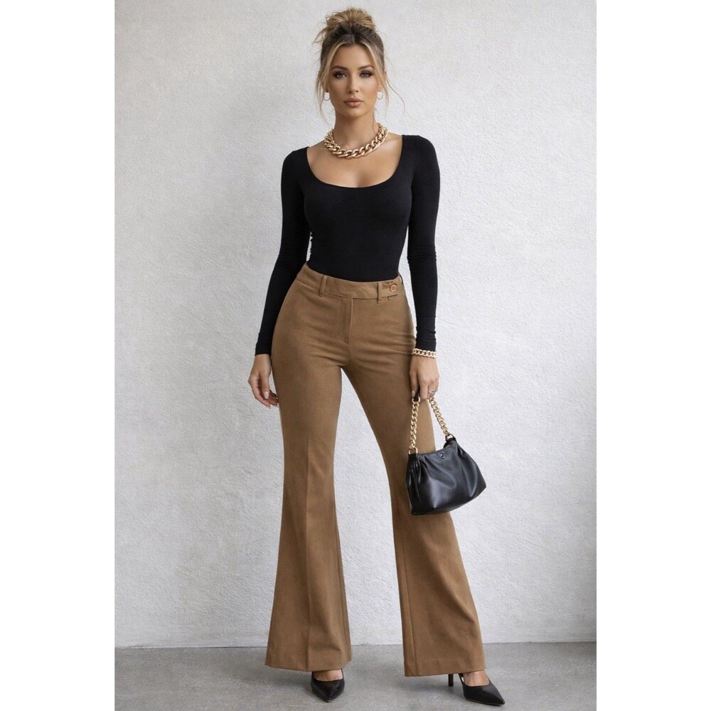 Vintage 90s XOXO Brown Flare Pants Size 3 Made in USA Preppy Retro Classic